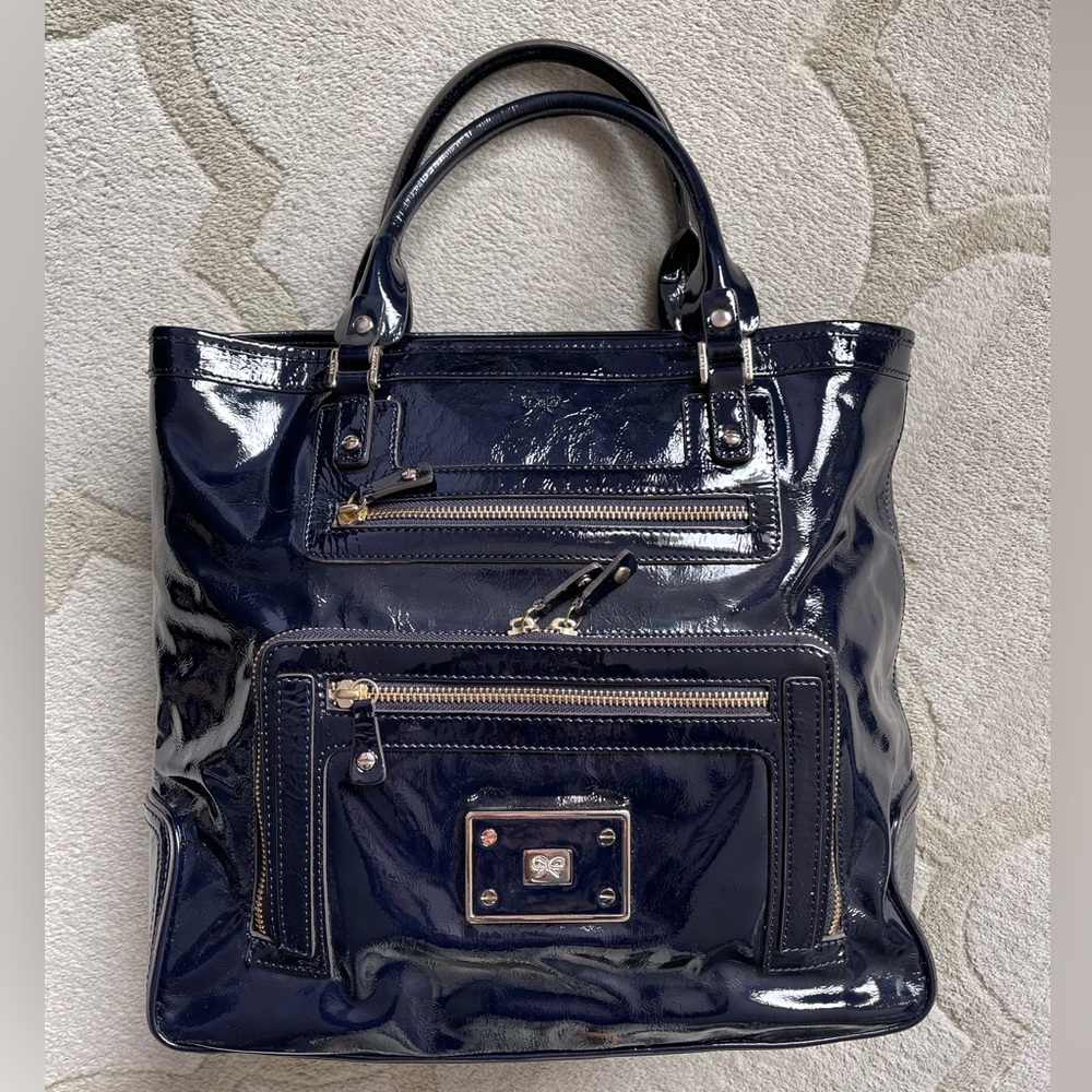Neo Vintage Anya Hindmarch patent leather tote bag